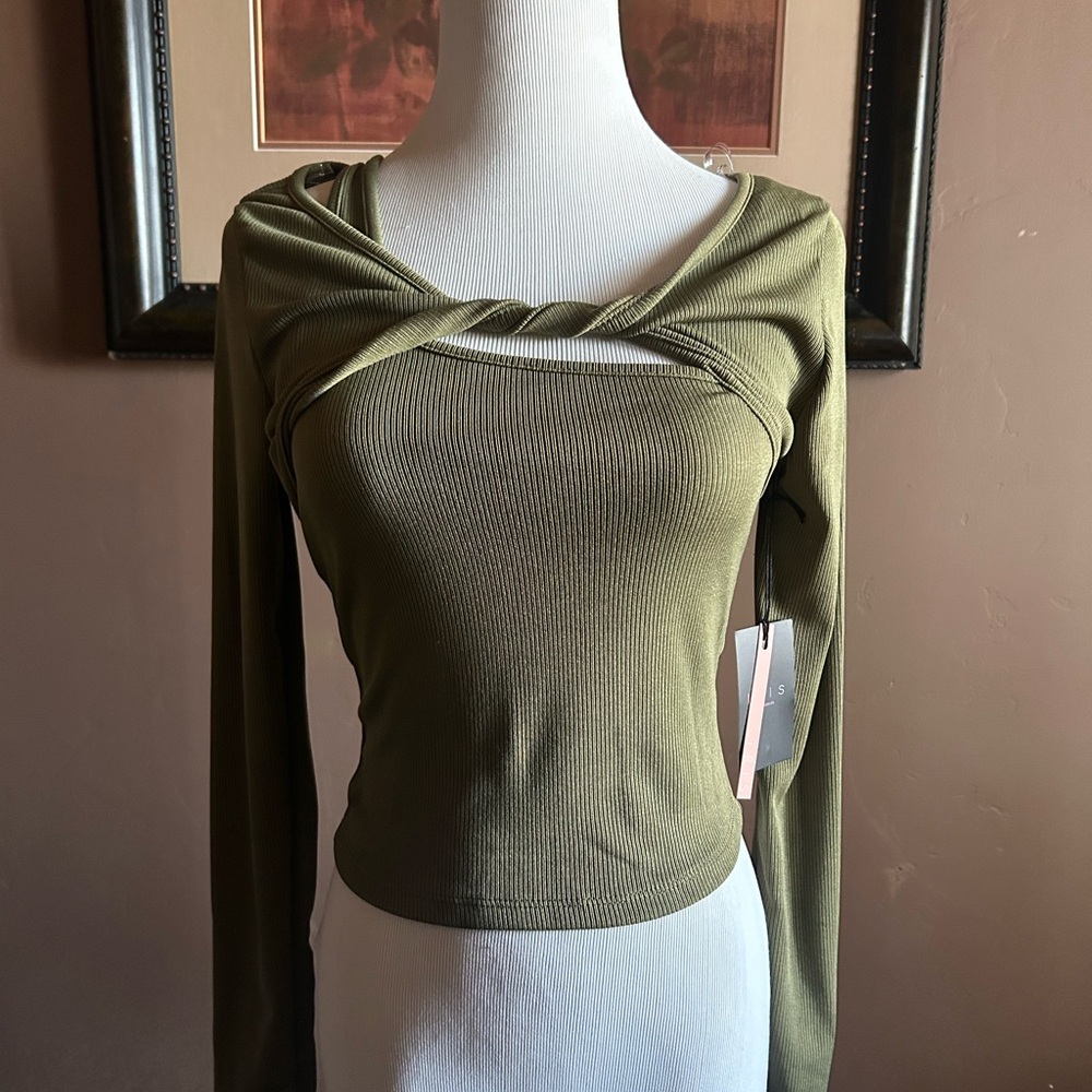 Olive Green Long Sleeve Top NWT - Picture 5 of 7
